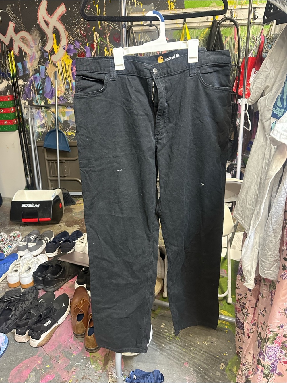 Carhartt Men’s Black Straight Leg Work Jeans 40x32